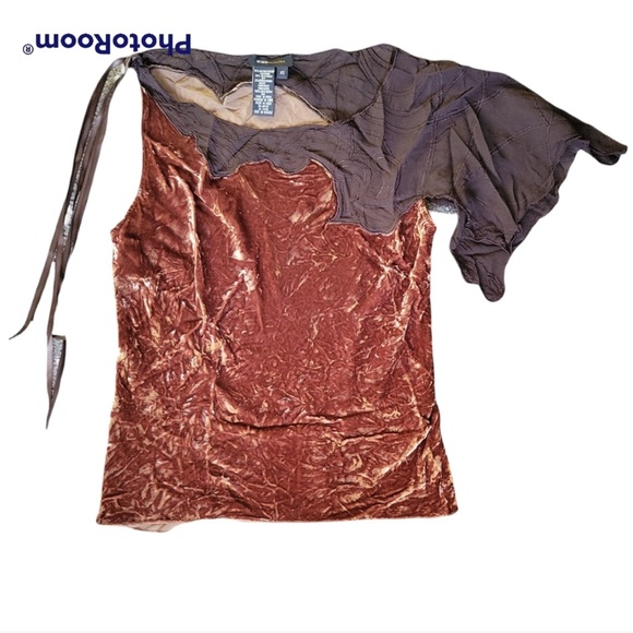 BCBG Max Azria Golden Crushed Velvet Top - Picture 2 of 9